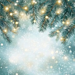 A Christmas tree with lights and snow on it