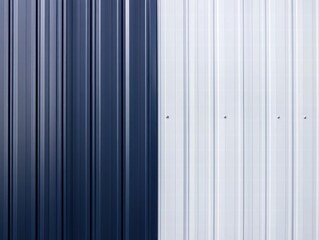Obraz premium The blue and white metal panels on the wall create a striking contrast