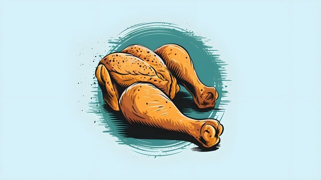 fried chicken legs, orange, teal background clip art preview