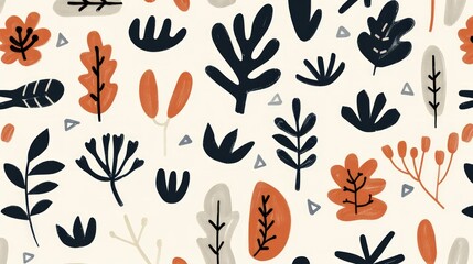 Abstract Autumnal Botanical Seamless Pattern Design
