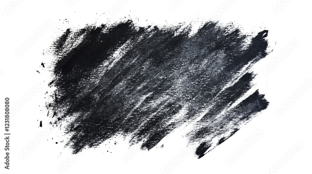 Poster an abstract image featuring a textured black and white chalk or charcoal stroke on a black backgroun