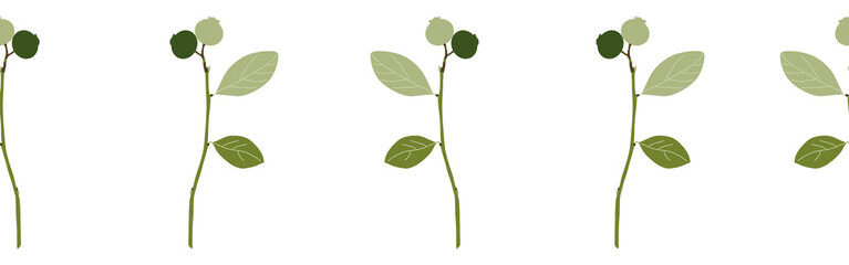 Green leaves border on a white background. Hand-drawn illustration. Perfect for spring and summer.