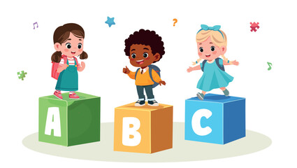 kids abc study vector illustration	