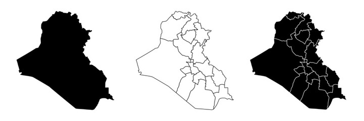 Iraq map icon isolated on white background. Outline map. Simple line icon. Vector illustration