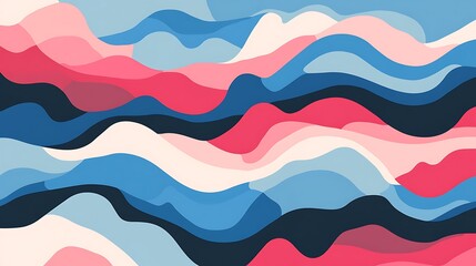 Abstract Wavy Pattern in Blues Pinks and Whites