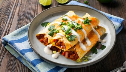 Mexican food enchiladas in plate