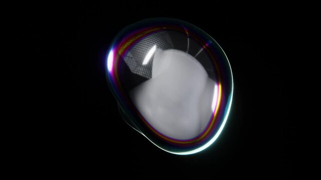 Abstract 3d animation loop sphere futuristic chrome metallic silver holographic iridescent prism transparent shape industrial liquid oil petrol gasoline science biology molecule chemical bubble blob