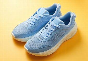 A pair of blue sneakers with white laces