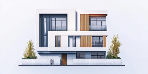 Fototapeta premium Modern Two Story House Architectural Design Rendering