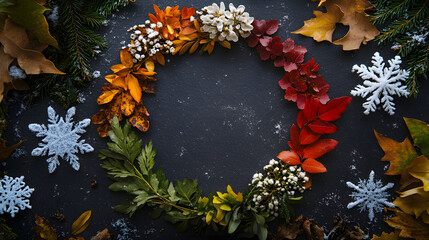 A Circular Representation of Seasonal Changes with Leaves and Snowflakes