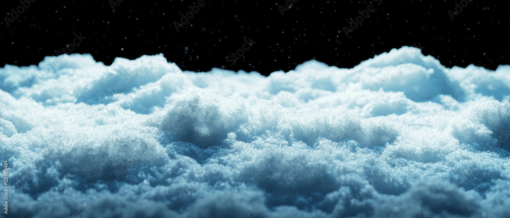 Poster dramatic snow-covered clouds with shadows against a dark background create a striking visual