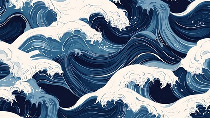 Abstract Blue Waves Ocean Art Design