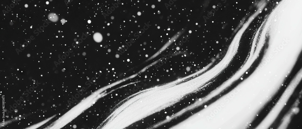 Poster elegant snow overlay with wind ripples and delicate patterns on a dark background