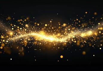 Naklejka premium A long, curving line of golden sparkles