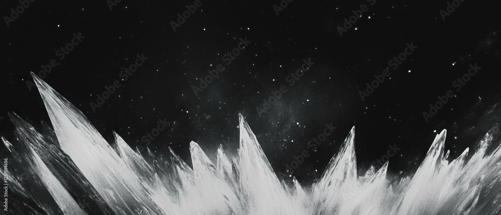 Poster ethereal frost patterns create a captivating snowy landscape on dark backdrop