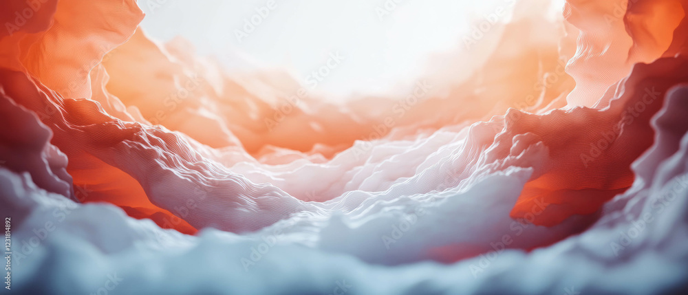 Poster pulsating abstract sound wave representation with vibrant colors and central void space