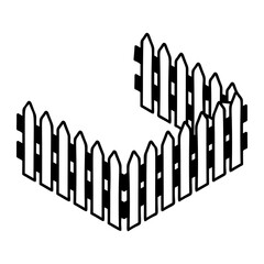 yellow wooden fence for farm fields isometric outline concept, Picket or flat sticks Fencing vector icon design, Lawn and Gardening symbol, Farm and Plant sign, agriculture and horticulture equipment 