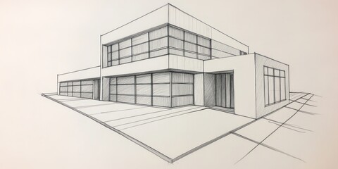 Modern House Architectural Sketch Design Drawing