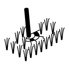 impact sprinklers with 3D diffusion arm isometric outline concept, water Pressure Release Valve vector icon design Lawn and Gardening symbol Farm and Plant sign agriculture and horticulture equipment 