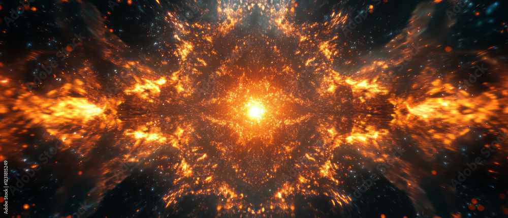 Poster vibrant abstract background with dynamic fiery sparks and energetic shapes