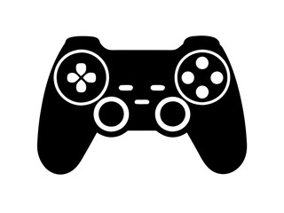 video game controller black silhouette vector, Simple silhouette Design vector icon with white background.