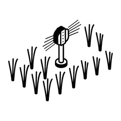 automated Water Applying Machine isometric outline concept, irrigation sprinkler System vector icon design Lawn and Gardening symbol, Farm and Plant sign, agriculture and horticulture equipment