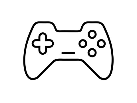 video game controller black line art vector, Simple vector icon style with white background.
