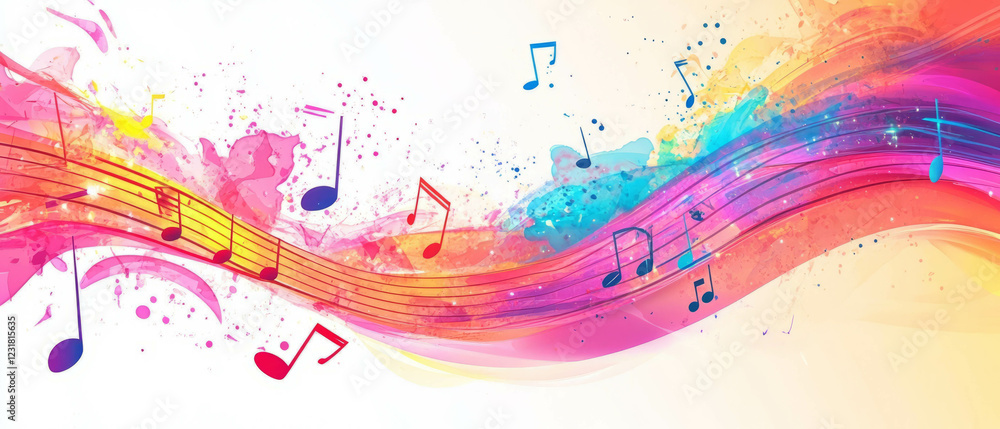Aufkleber colorful abstract design featuring vibrant music spectrum elements with space for text