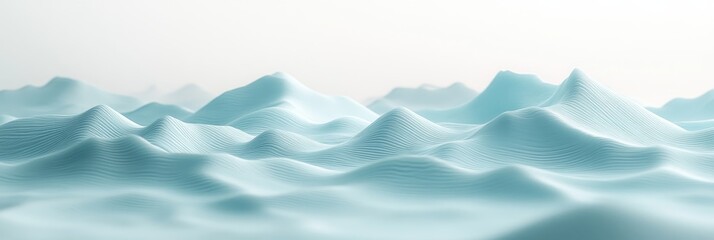 Obraz premium Abstract 3D Landscape With Delicate Sky Blue Wave Texture, Elegant Minimalist Background