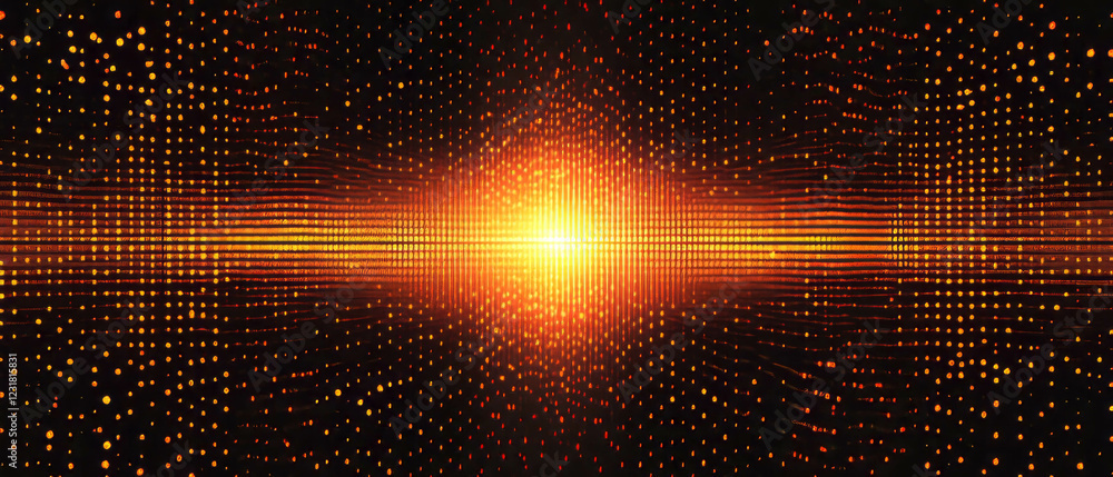 Poster exploring vibrant contrast in a dark sound background with central illumination