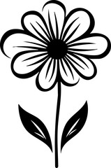 Simple black and white flower icon illustration vector. 