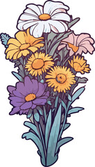 Simple bouquet of wild flowers icon illustration vector. 