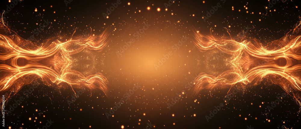 Poster abstract backdrop of fiery sparks creating dynamic energy in an empty central space