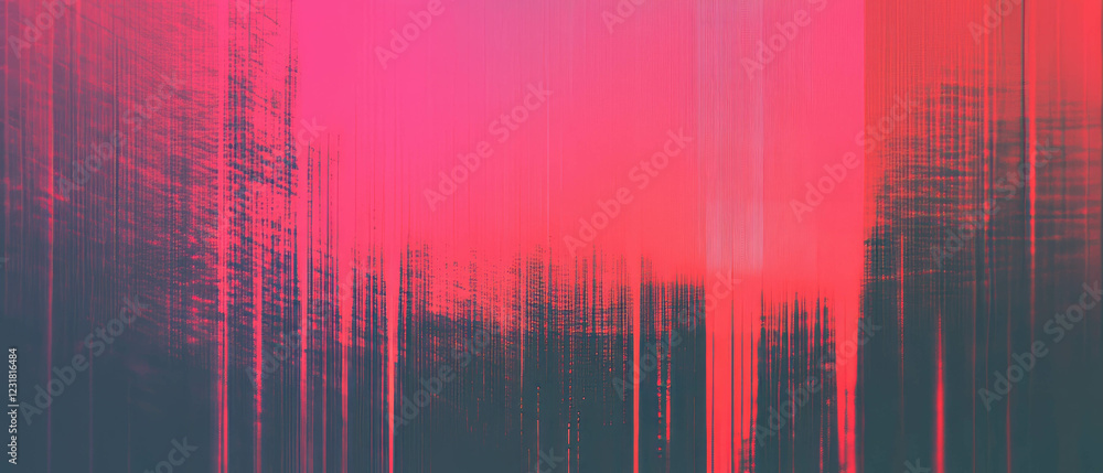 Poster glitching music frequencies create vibrant, abstract atmosphere in dynamic design
