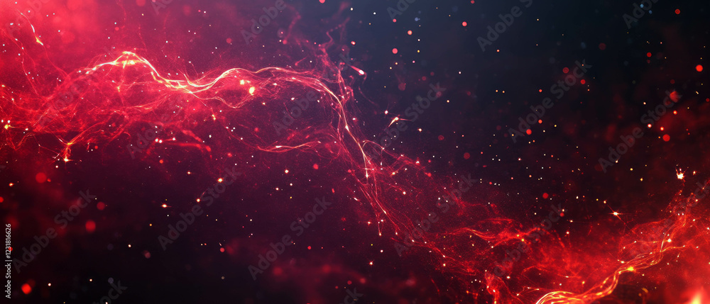 Poster vibrant abstract background with glowing sparks for customizable text design