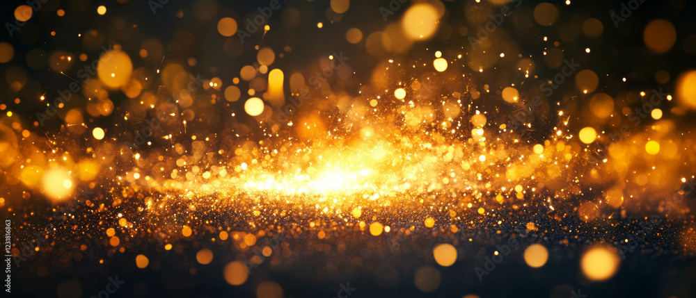 Poster dynamic light trails create vibrant sparks in abstract design with space for messaging