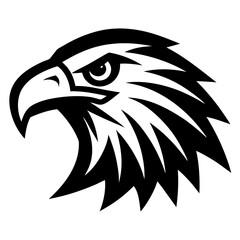 american eagle head black silhouette vector, Simple silhouette Design vector icon with white background. Bird Vector, wild animal vector 