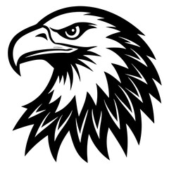 american eagle head black silhouette vector, Simple silhouette Design vector icon with white background. Bird Vector, wild animal vector 