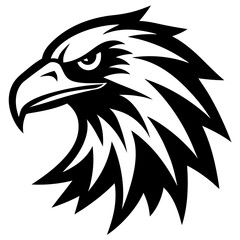 american eagle head black silhouette vector, Simple silhouette Design vector icon with white background. Bird Vector, wild animal vector 