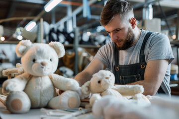 Production of new toys at the factory, generative AI