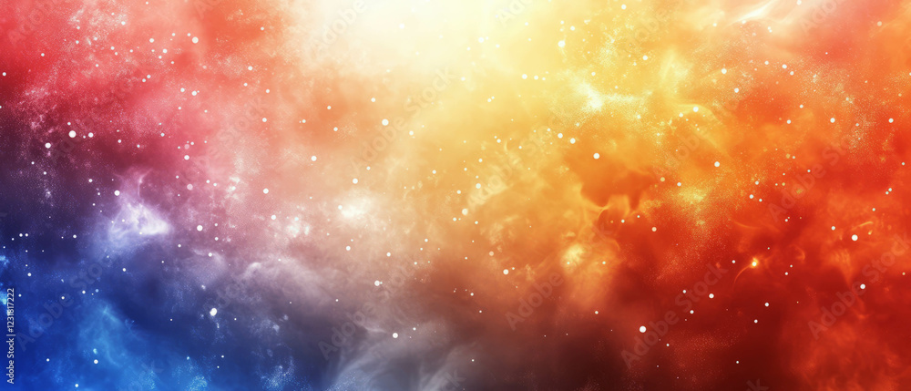 Poster dynamic interaction of colorful particles creating vibrant abstract energy