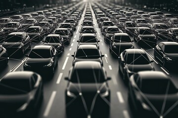 Connected Cars in Dense Traffic: A Networked Highway Visualization