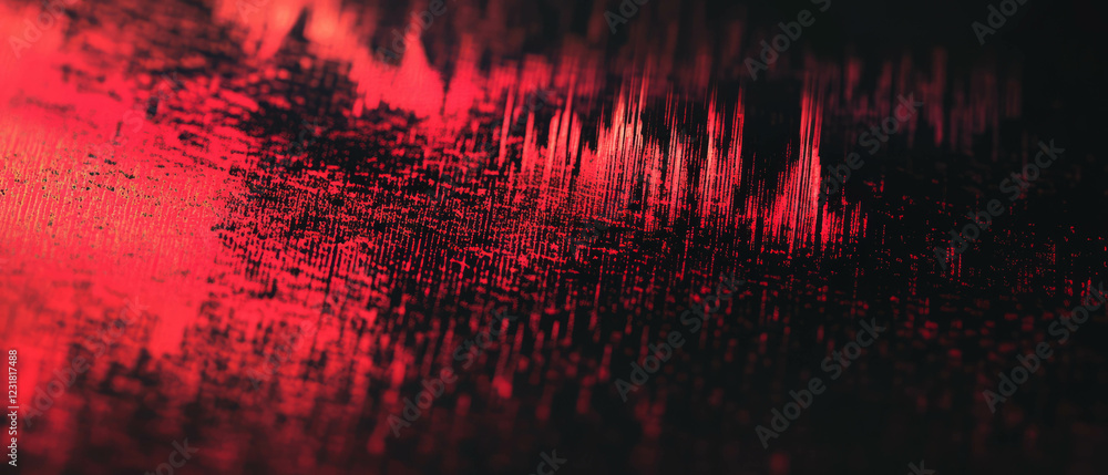 Poster bold red abstract background with rough sound texture for branding elements and logos