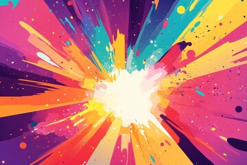 Abstract Colorful Radiating Paint Explosion Design