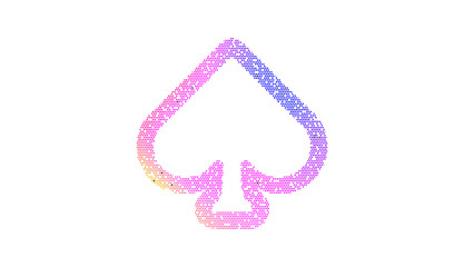 Icon spade is made up of LED square shapes. There are bright diodes and there are black dead diodes