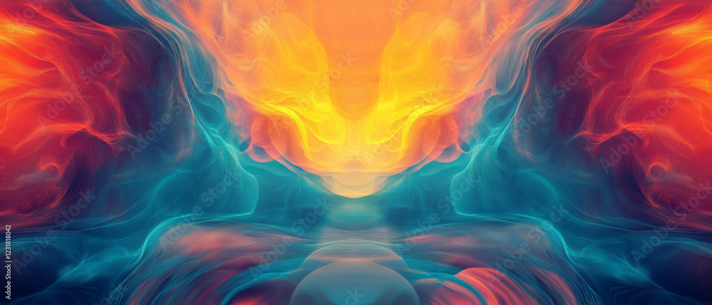 Poster vibrant waves of color create an abstract musical backdrop for dynamic design use