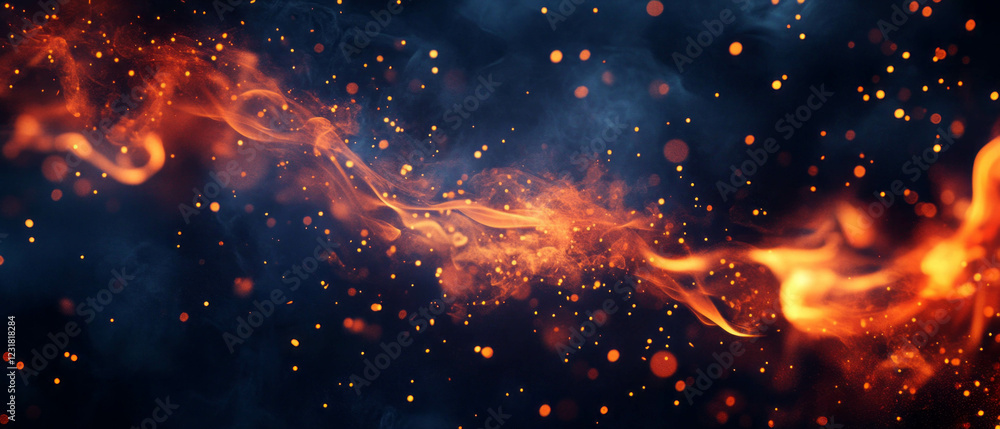 Poster visualized spark energy displayed with vibrant fire design and abstract background
