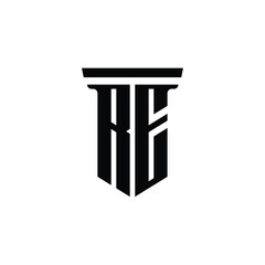 RE monogram logo design letter text name symbol monochrome logotype alphabet character simple logo
