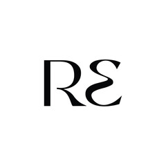 RE monogram logo design letter text name symbol monochrome logotype alphabet character simple logo