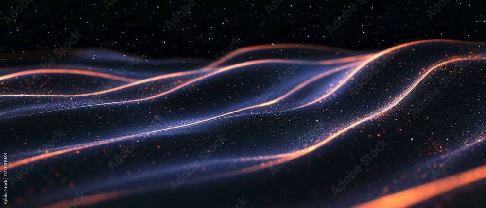 Poster illuminated abstract dust texture creates mesmerizing light patterns in dark space